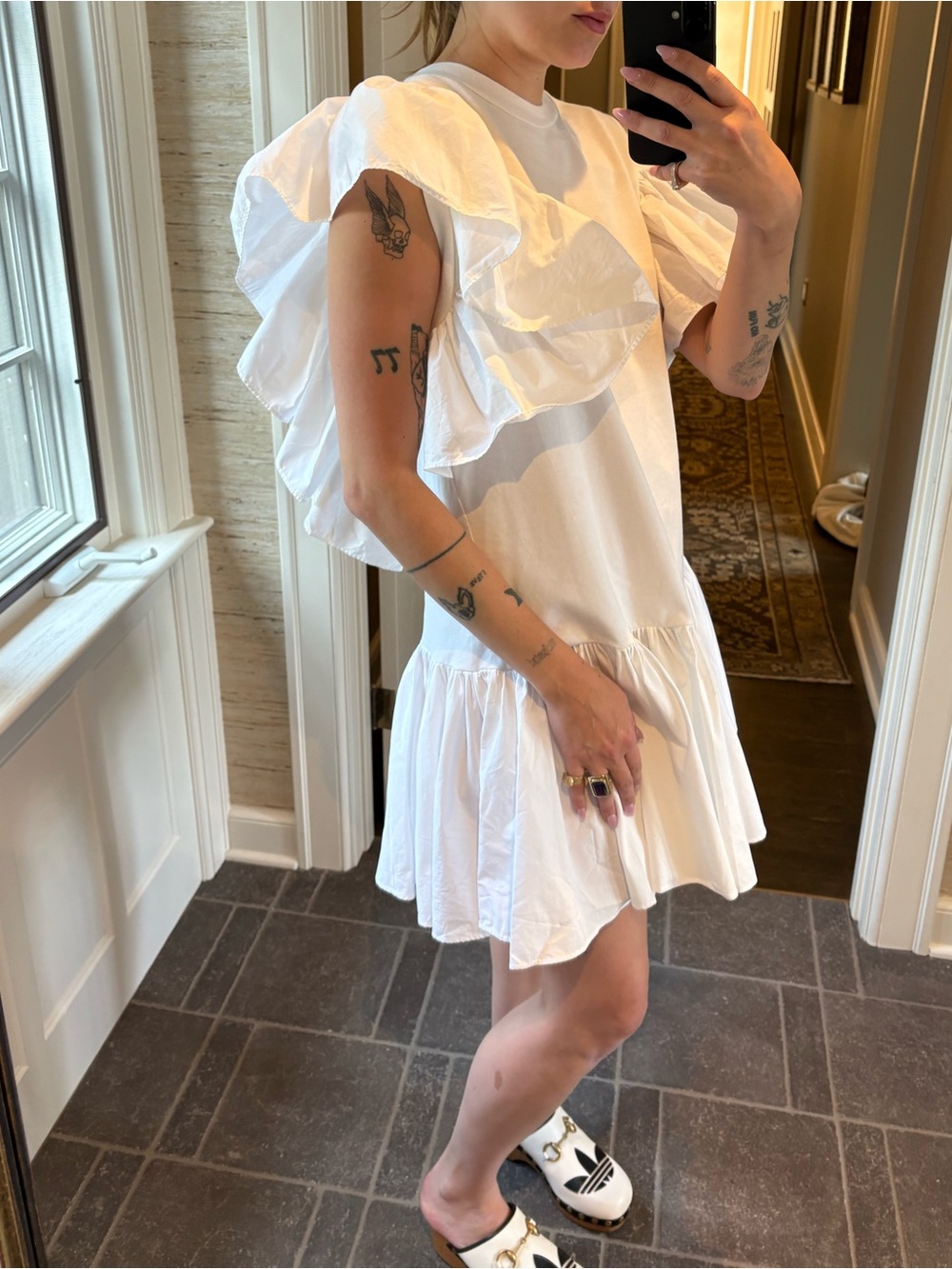 Alexander McQUEEN White Ruffle Tshirt Dress